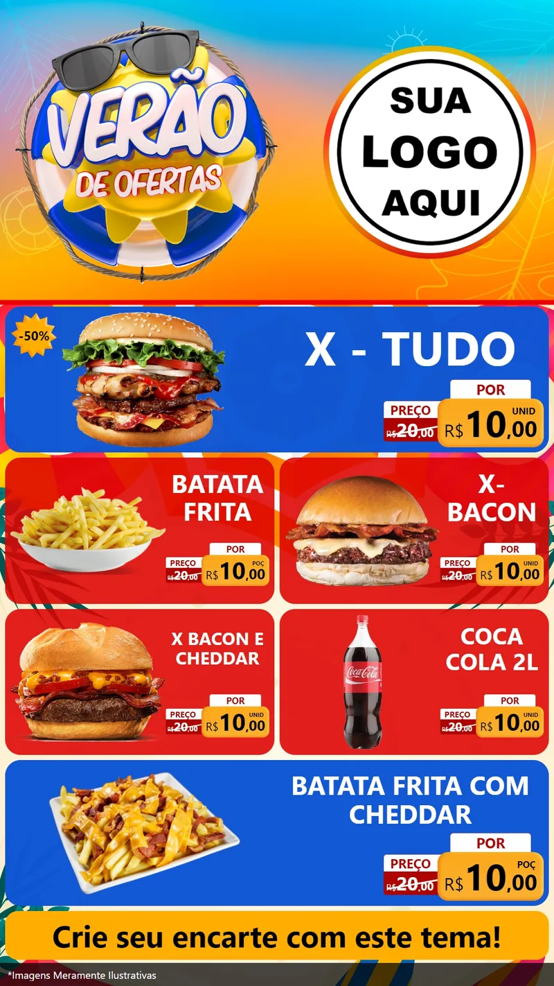 Modelo de TV para TV Vertical com o tema Verão de Ofertas para Hamburgueria