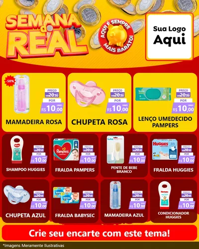 Modelo de Rede Social para Feed Instagram com o tema Semana do Real para Bebês
