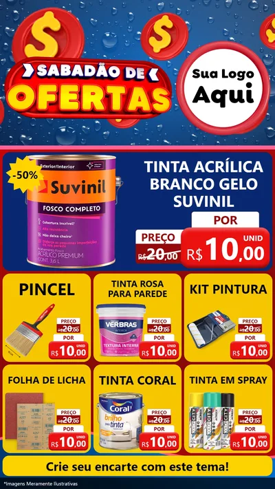 Modelo de Rede Social para Stories com o tema Sabadão de Ofertas para Tintas e Ferramentas