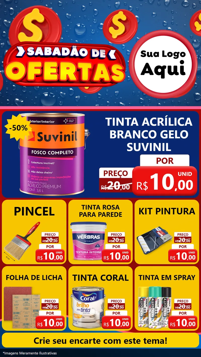 Modelo de Rede Social para Stories com o tema Sabadão de Ofertas para Tintas e Ferramentas