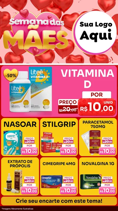 Modelo de Rede Social para Stories com o tema Semana Das Mães para Farmácia