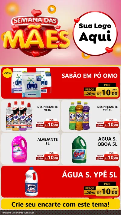 Modelo de TV para TV Vertical com o tema Semana das Mães para Produtos de Limpeza