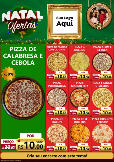 Modelo de Encarte para Encarte A4 Vertical com o tema Natal de Ofertas para Pizzaria