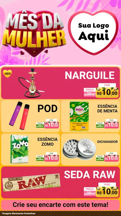 Modelo de TV para TV Vertical com o tema Mês da Mulher para Tabacaria