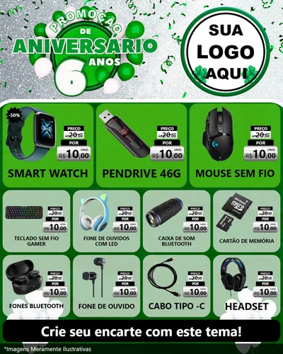 Modelo de Rede Social para Feed Instagram com o tema Promoção de Aniversário - 6 Anos para Informática