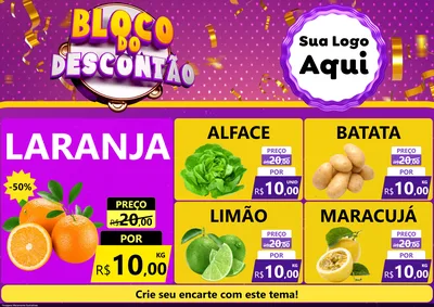 Modelo de Encarte para Encarte A4 Horizontal com o tema Bloco do Descontão para Hortifrúti