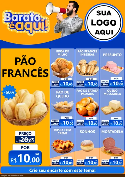 Modelo de Encarte para Encarte A4 Vertical com o tema Barato é aqui para Padaria