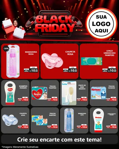 Modelo de Rede Social para Feed Instagram com o tema Black Friday para Bebês