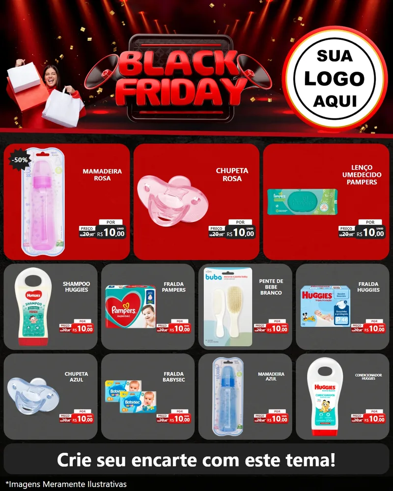Modelo de Rede Social para Feed Instagram com o tema Black Friday para Bebês