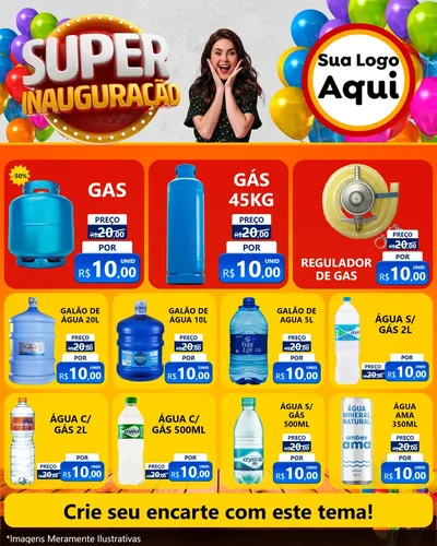 Modelo de Rede Social para Feed Instagram com o tema Super Inauguração para Água e gás