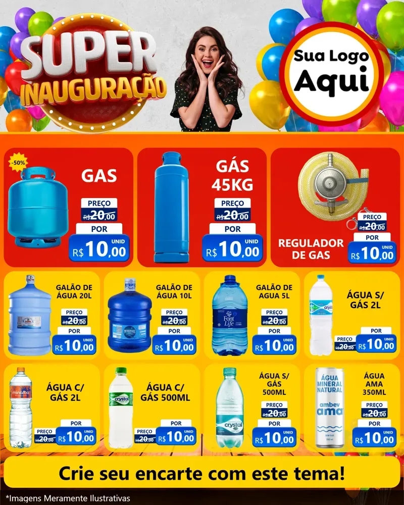 Modelo de Rede Social para Feed Instagram com o tema Super Inauguração para Água e gás