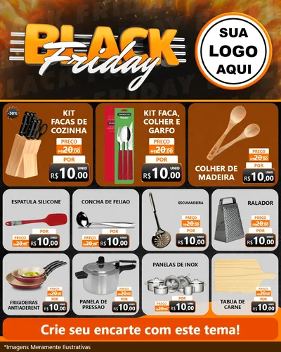 Modelo de Rede Social para Feed Instagram com o tema Black Friday para Utilidades Domésticas