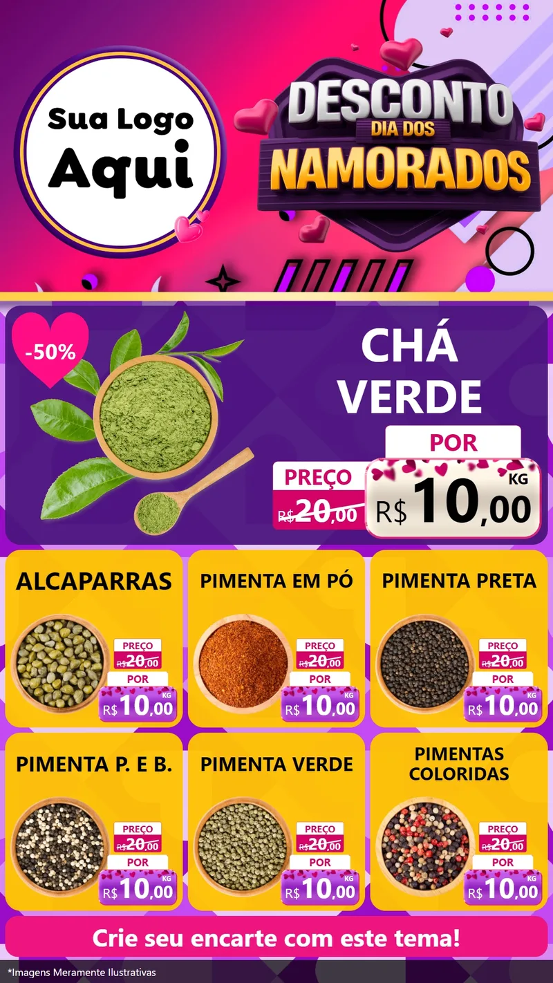Modelo de Rede Social para Stories com o tema Desconto Dia dos Namorados para Produtos Naturais