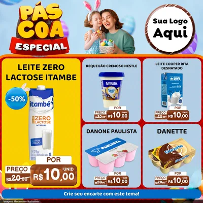 Modelo de Rede Social para Feed Facebook com o tema Páscoa Especial para Frios e Laticínios