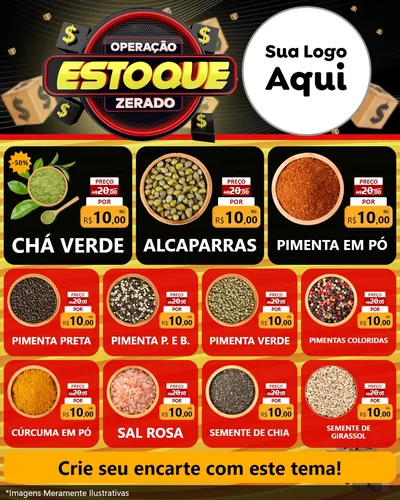 Modelo de Rede Social para Feed Instagram com o tema Operação Estoque Zerado para Produtos Naturais
