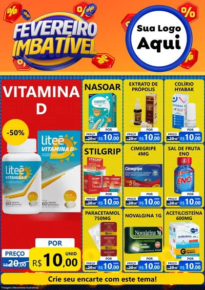 Modelo de Encarte para Encarte A4 Vertical com o tema Fevereiro Imbatível para Farmácia