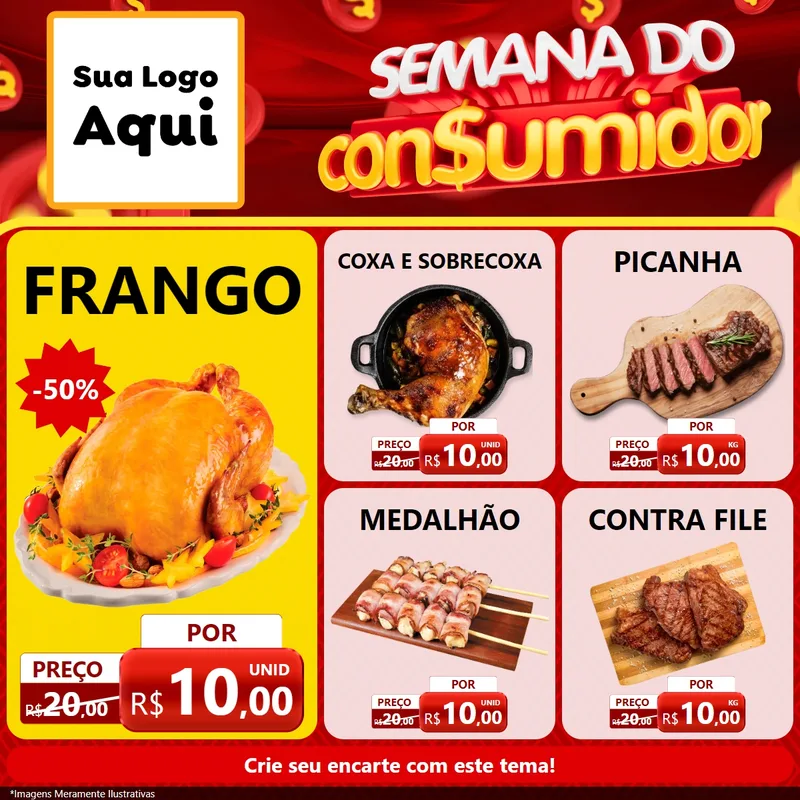 Modelo de Rede Social para Feed Facebook com o tema Semana do Consumidor para Assados