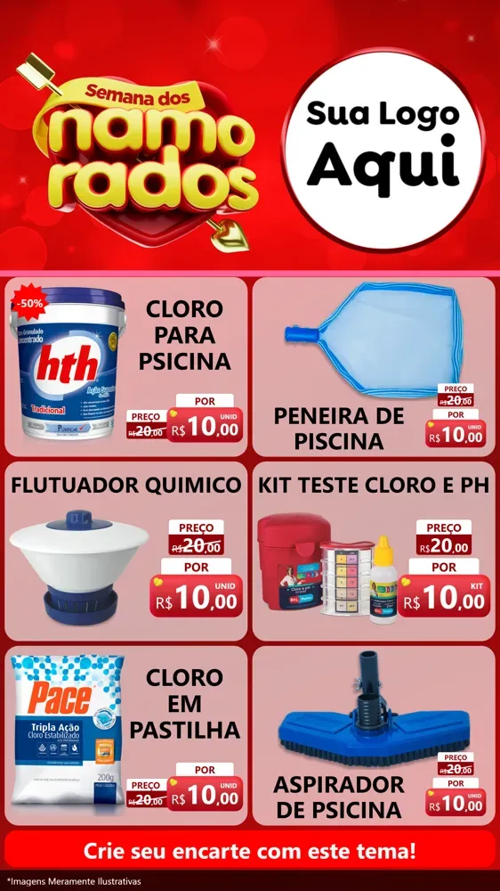 Modelo de Rede Social para Stories com o tema Semana dos namorados para Produtos para Piscina