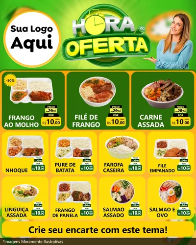 Modelo de Rede Social para Feed Instagram com o tema Hora da Oferta para Restaurante