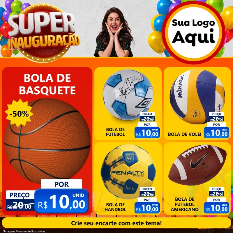 Modelo de Rede Social para Feed Facebook com o tema Super Inauguração para Artigos Esportivos