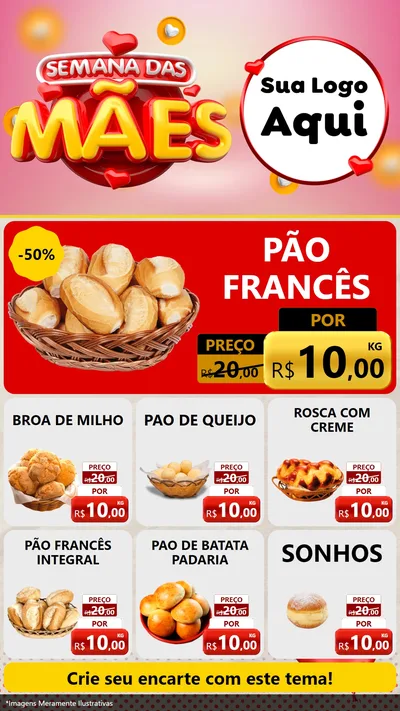 Modelo de Rede Social para Stories com o tema Semana das Mães para Padaria