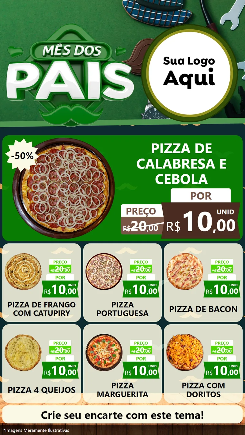 Modelo de Rede Social para Stories com o tema Mês dos Pais para Pizzaria