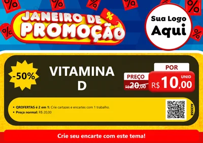 Modelo de Cartaz para Cartaz A4 Horizontal com o tema Janeiro de Promoção para Farmácia