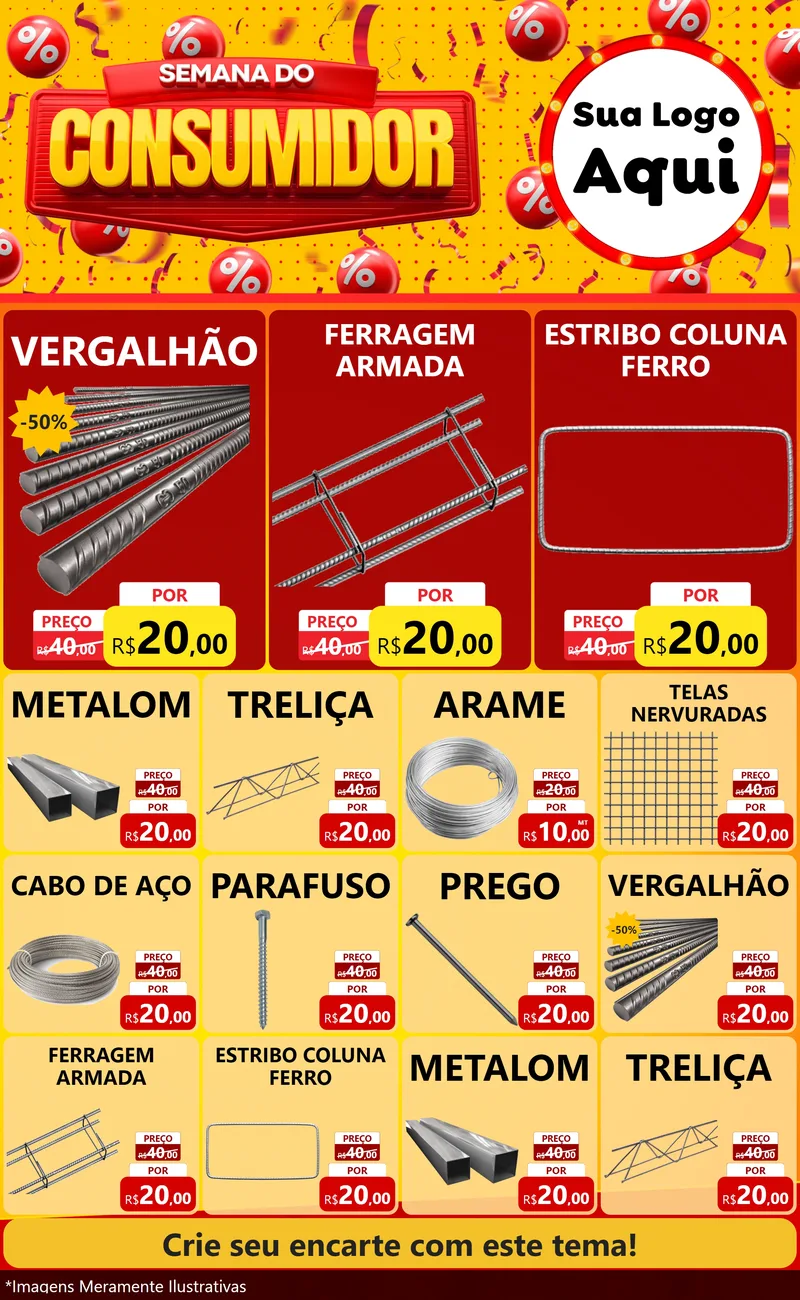 Modelo de Encarte para Encarte Grande com o tema Semana do Consumidor para Ferragens