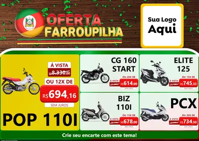 Modelo de Encarte para Encarte A4 Horizontal com o tema Oferta Farroupilha para Concessionaria de Motos
