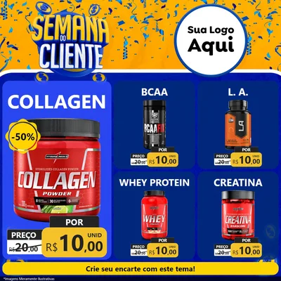 Modelo de Rede Social para Feed Facebook com o tema Semana do Cliente para Suplementos alimentares