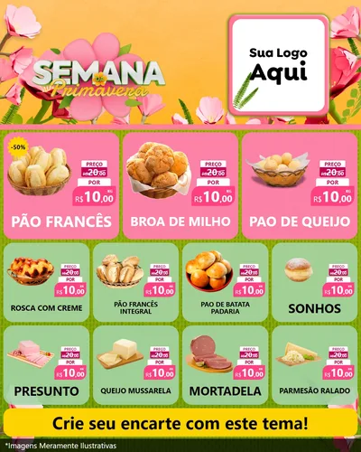 Modelo de Rede Social para Feed Instagram com o tema Semana da Primavera para Padaria