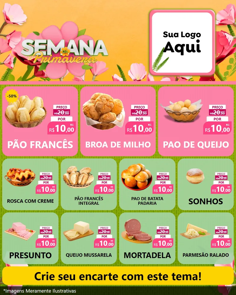 Modelo de Rede Social para Feed Instagram com o tema Semana da Primavera para Padaria