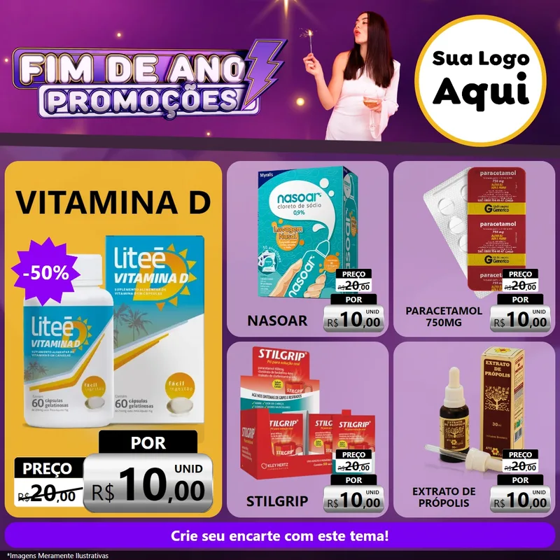 Modelo de Rede Social para Feed Facebook com o tema Fim de Ano Promoções para Farmácia