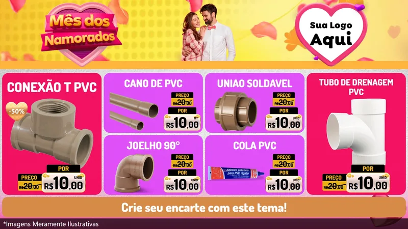 Modelo de TV para TV Horizontal com o tema Mês dos Namorados para Tubos e conexões