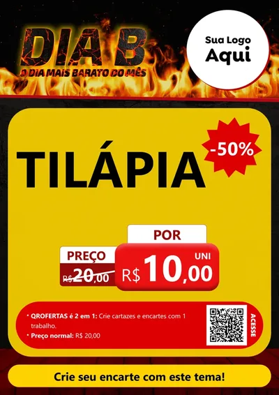 Modelo de Cartaz para Cartaz A4 Vertical com o tema Dia B para Peixaria