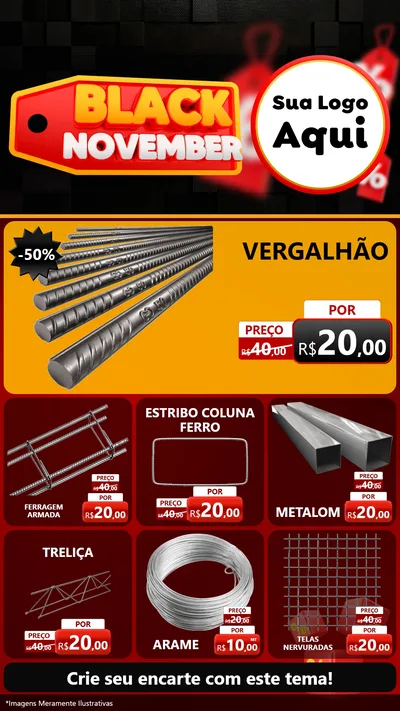 Modelo de Rede Social para Stories com o tema Black November para Ferragens