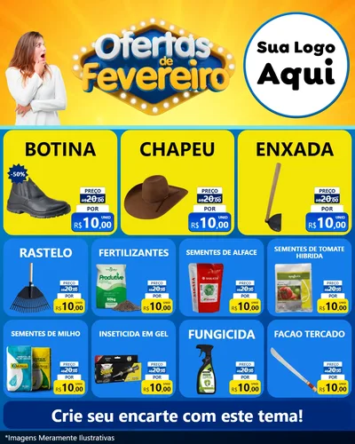 Modelo de Rede Social para Feed Instagram com o tema Ofertas de Fevereiro para Agropecuária
