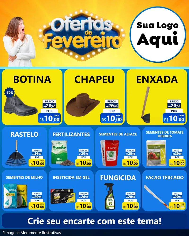 Modelo de Rede Social para Feed Instagram com o tema Ofertas de Fevereiro para Agropecuária