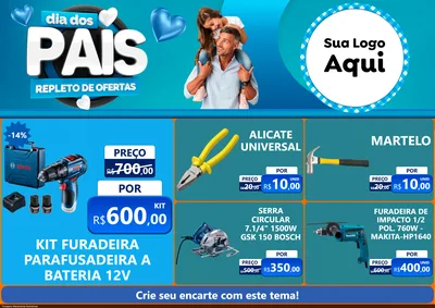 Modelo de Encarte para Encarte A4 Horizontal com o tema Dia Dos Pais Repleto de Ofertas para Maquinas e Ferramentas