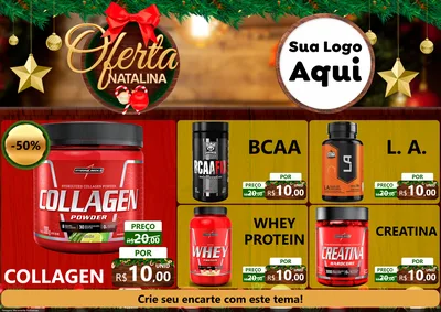 Modelo de Encarte para Encarte A4 Horizontal com o tema Ofertas Natalina para Suplementos alimentares
