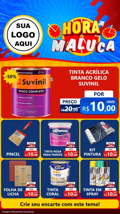 Modelo de Rede Social para Stories com o tema Hora Maluca para Tintas e Ferramentas