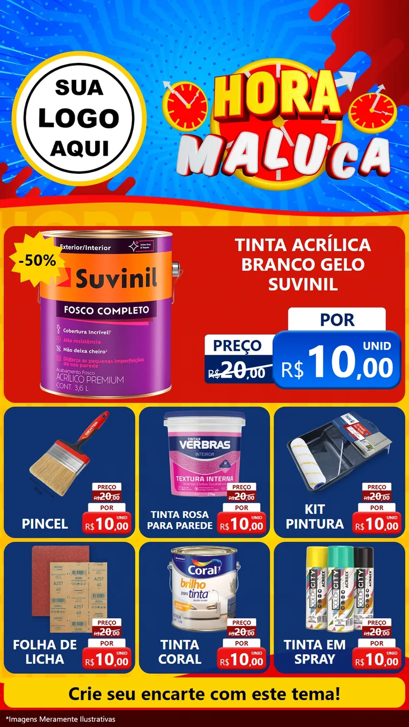 Modelo de Rede Social para Stories com o tema Hora Maluca para Tintas e Ferramentas