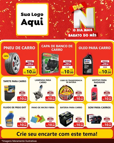 Modelo de Rede Social para Feed Instagram com o tema Dia N o Dia Mais Barato do Mês para Auto peças