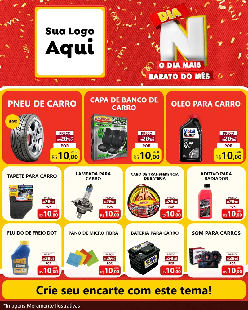 Modelo de Rede Social para Feed Instagram com o tema Dia N o Dia Mais Barato do Mês para Auto peças