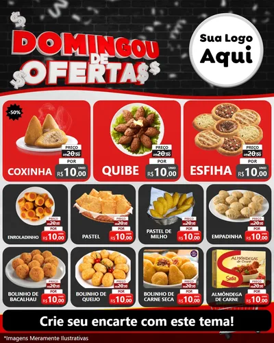 Modelo de Rede Social para Feed Instagram com o tema Domingou de Ofertas para Salgadaria