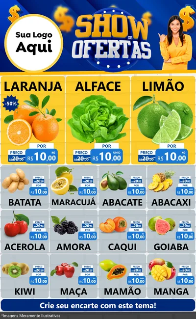 Modelo de Encarte para Encarte Grande com o tema Show de Ofertas para Hortifrúti
