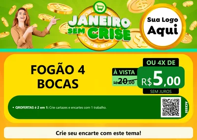 Modelo de Cartaz para Cartaz A4 Horizontal com o tema Janeiro Sem Crise para Móveis e Eletro