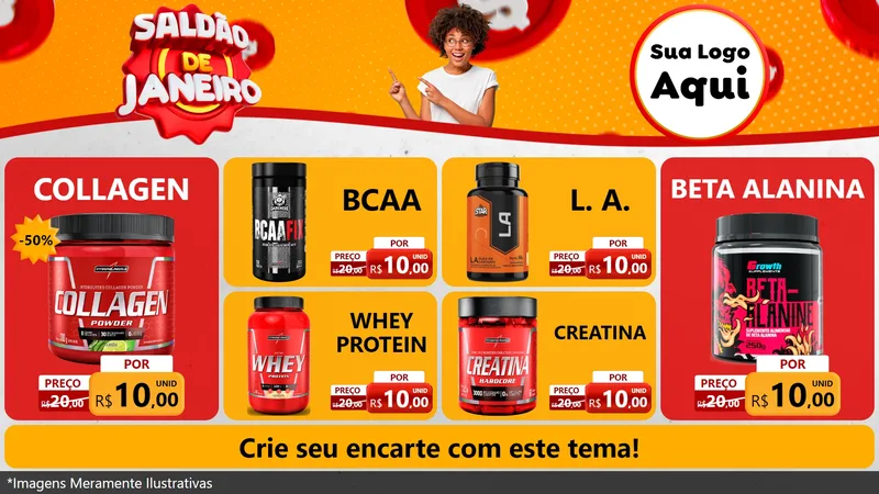 Modelo de TV para TV Horizontal com o tema Saldão de Janeiro para Suplementos alimentares