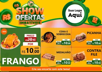 Modelo de Encarte para Encarte A4 Horizontal com o tema Show de Ofertas Imbatíveis para Assados