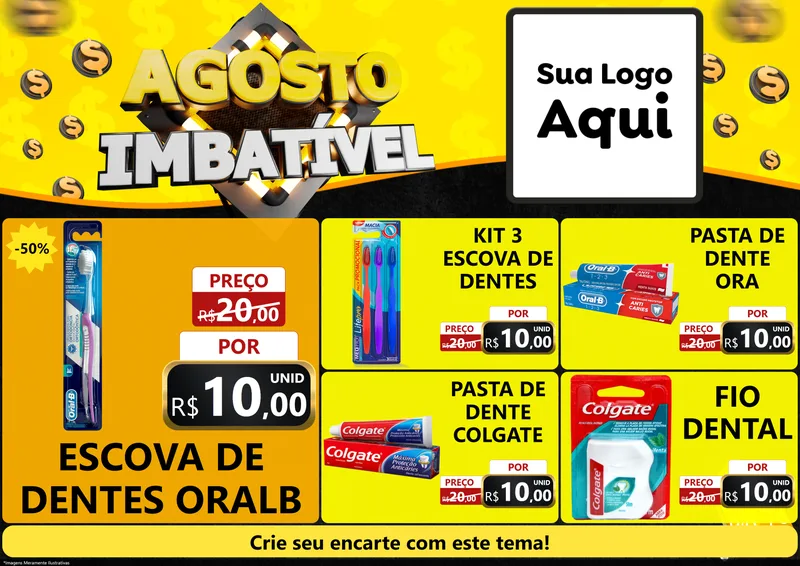 Modelo de Encarte para Encarte A4 Horizontal com o tema Agosto Imbatível para Higiene Pessoal
